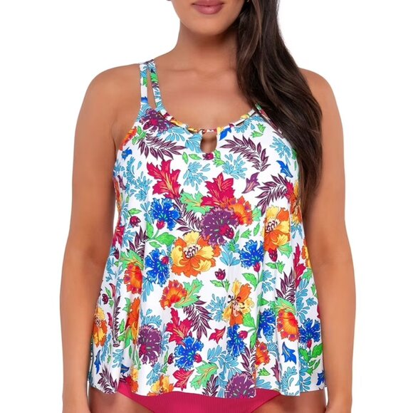 NWT Sunsets Escape Camilla Flora Sadie High Neck Tankini Top Swimsuit 22 - Picture 1 of 7